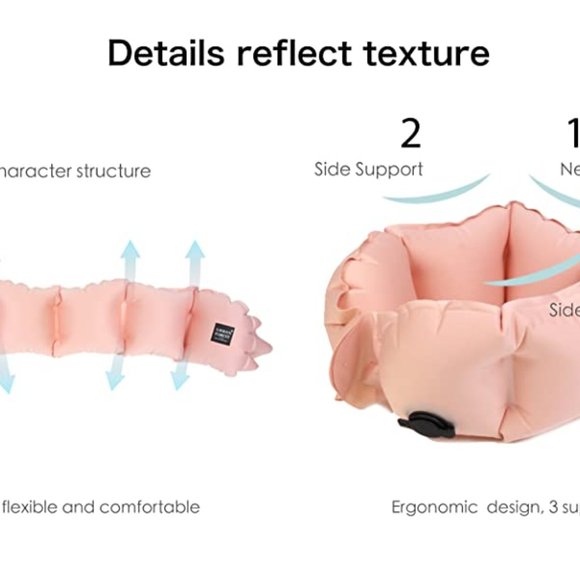 NEW Inflatable Travel Pillow in Pink - Picture 8 of 12